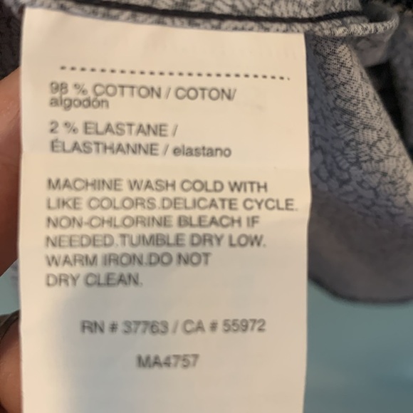 Perry Ellis Men’s XL Extra Large Button Up Long Sleeve Shirt Black White Pattern - Picture 5 of 5